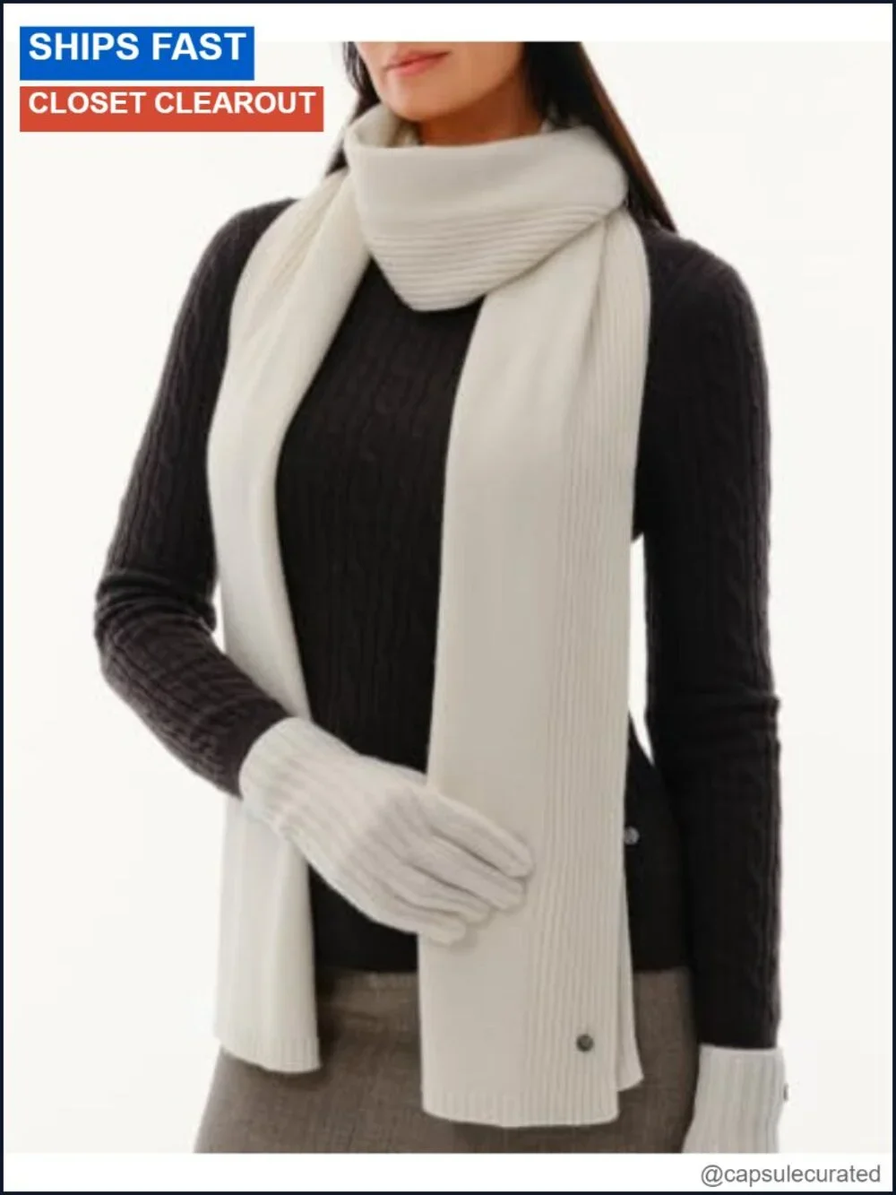 100% Pure Cashmere Ribbed Knit Scarf for Women Lightweight Winter Wrap
